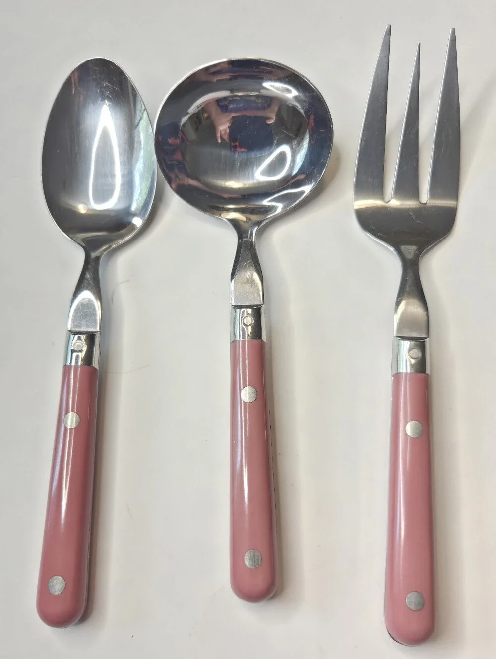 Washington Forge MARDI GRAS Stainless MAUVE Serving Set Fork Ladle Spoon